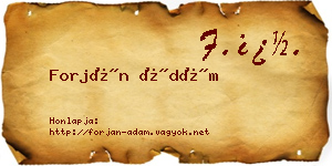 Forján Ádám névjegykártya